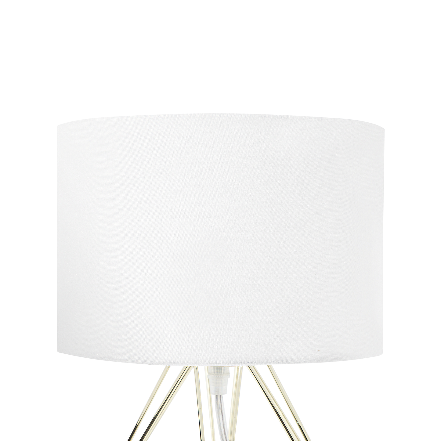 Table Lamp White Shade Industrial Wire Cage Gold