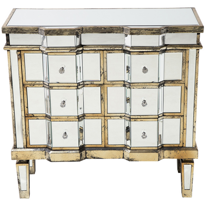 Mirrored Sideboard Gold 6 Drawers Shabby Chic Design