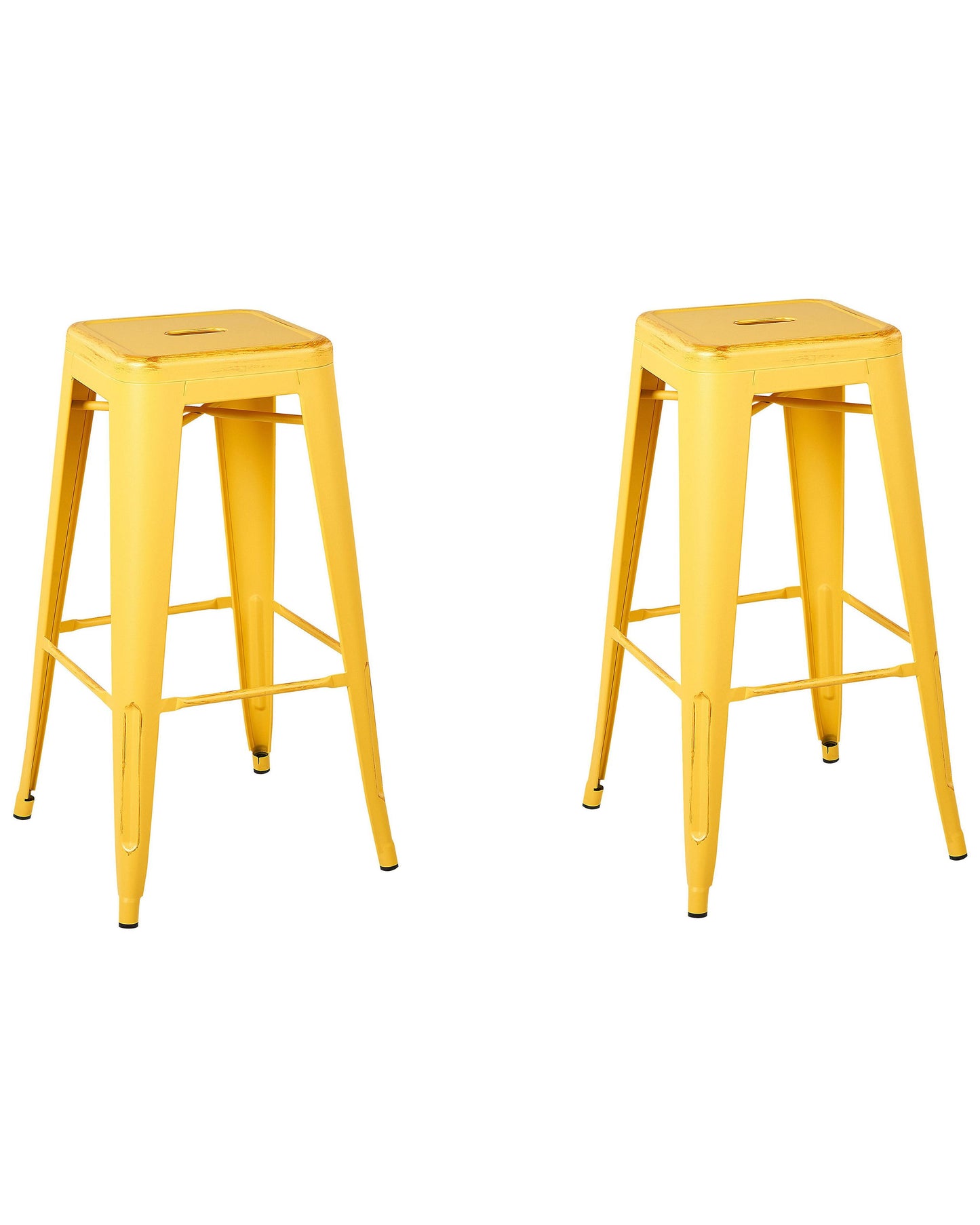 Yellow Bar Stools Set Of 2 76cm Stackable Gold Steel