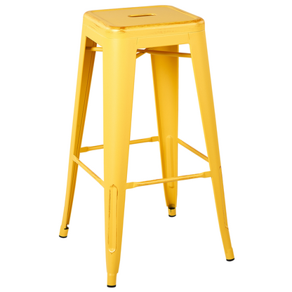 Yellow Bar Stools Set Of 2 76cm Stackable Gold Steel