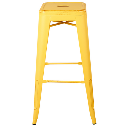 Yellow Bar Stools Set Of 2 76cm Stackable Gold Steel
