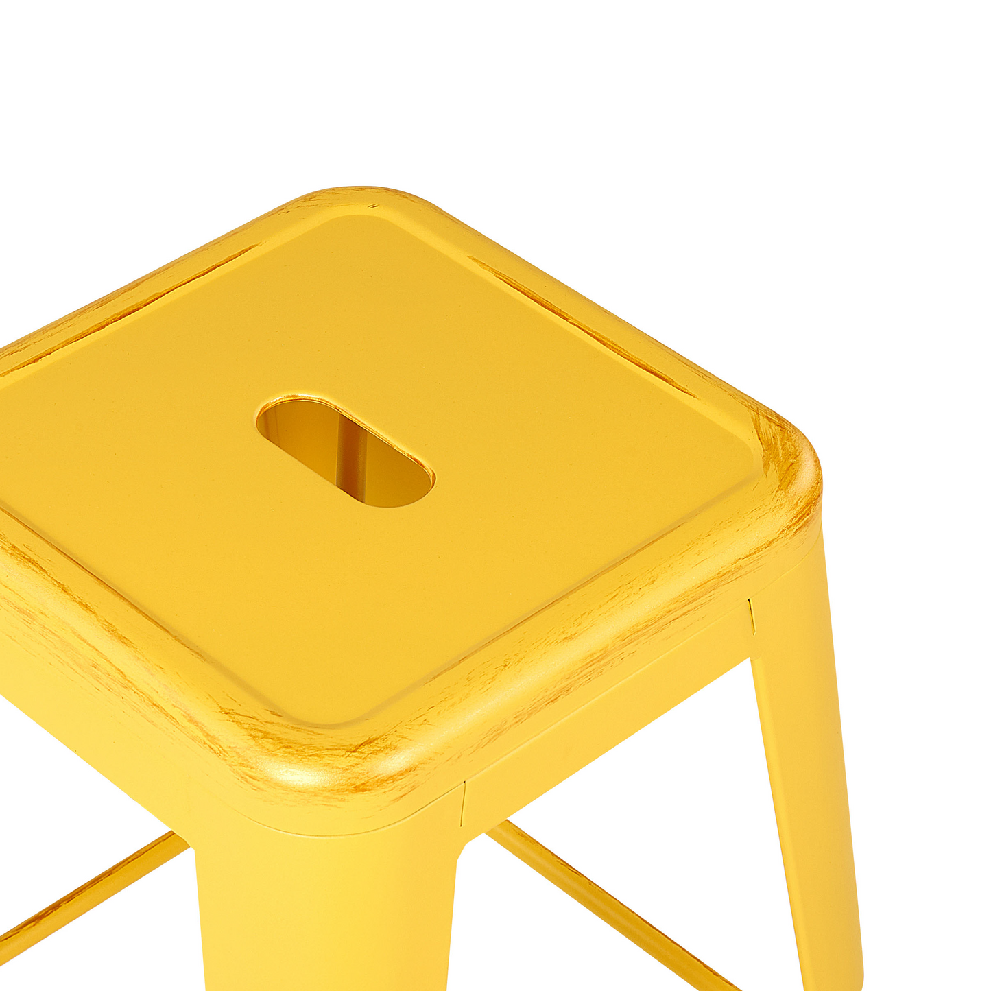 Yellow Bar Stools Set Of 2 76cm Stackable Gold Steel