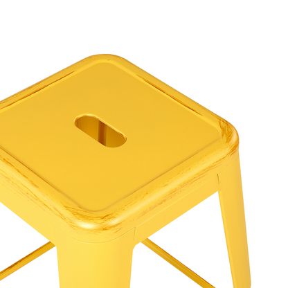 Yellow Bar Stools Set Of 2 76cm Stackable Gold Steel