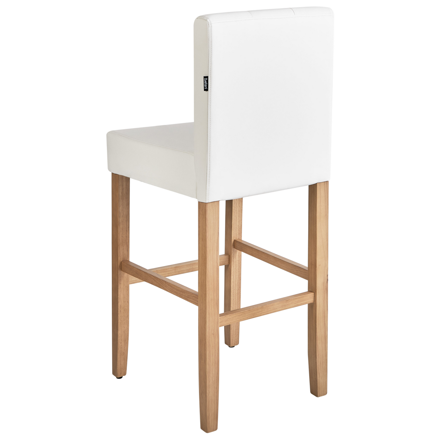 Set Of 2 Off White Faux Leather Bar Stools With Backrest