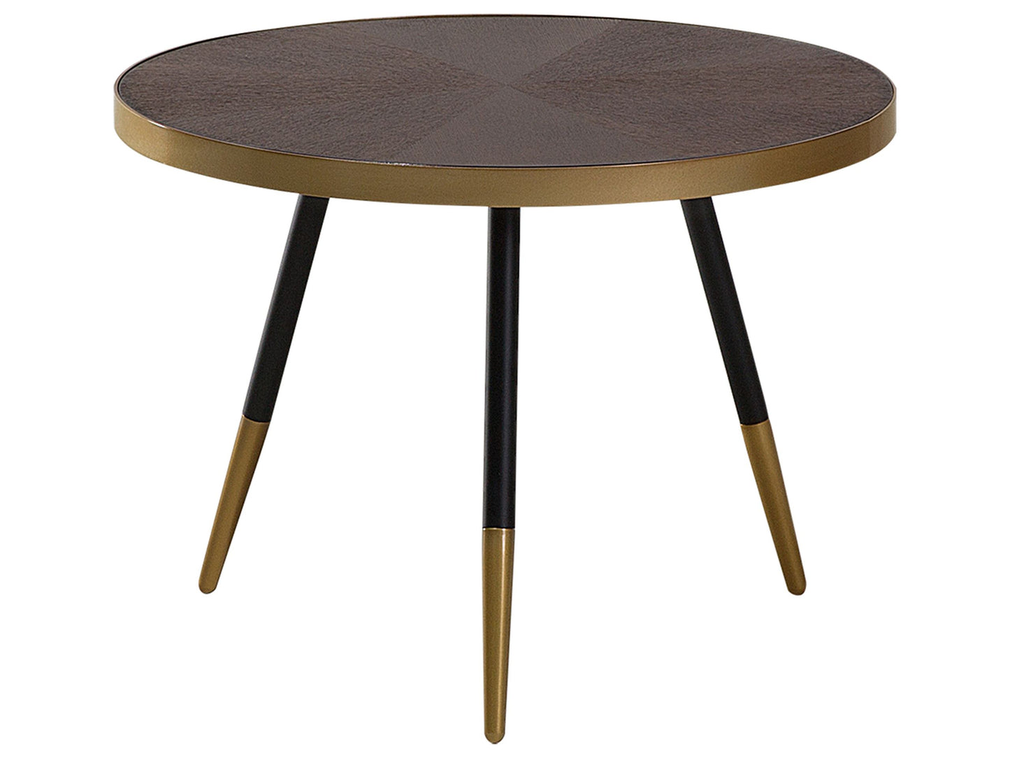 Dark Ash Wood Effect Coffee Table With Gold Base Dia 61cm