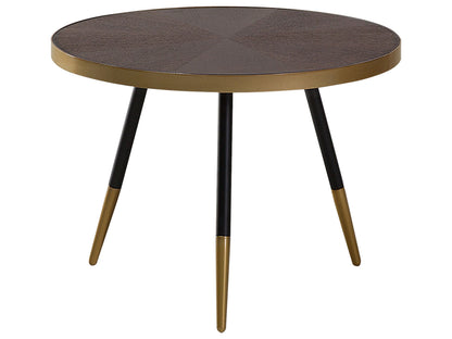 Dark Ash Wood Effect Coffee Table With Gold Base Dia 61cm