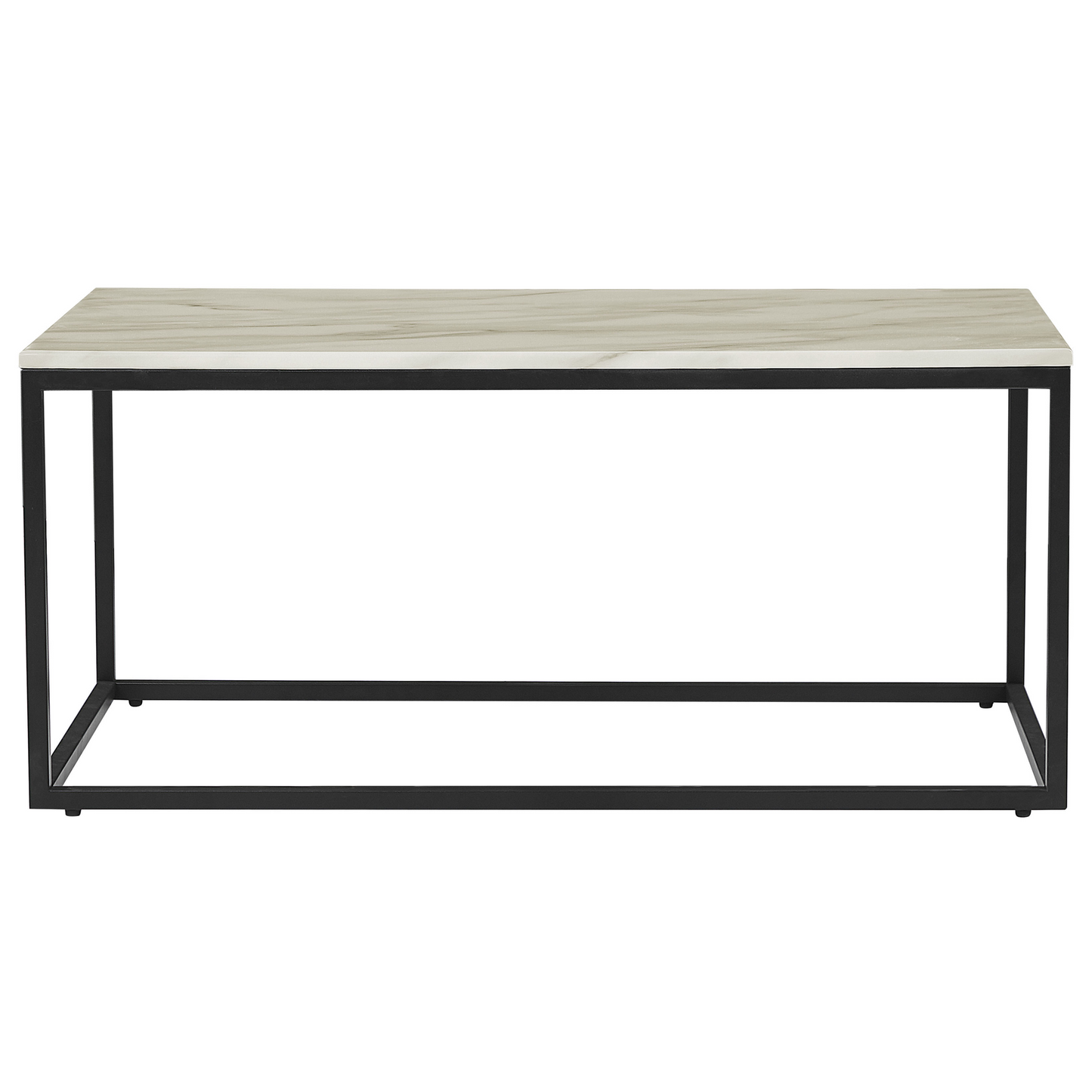 Beige Marble Effect Coffee Table With Black Metal Legs 100 x 60cm Industrial Glam
