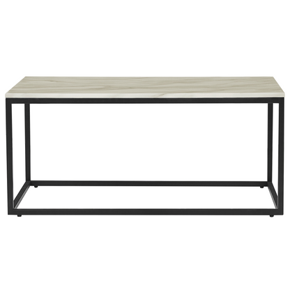 Beige Marble Effect Coffee Table With Black Metal Legs 100 x 60cm Industrial Glam