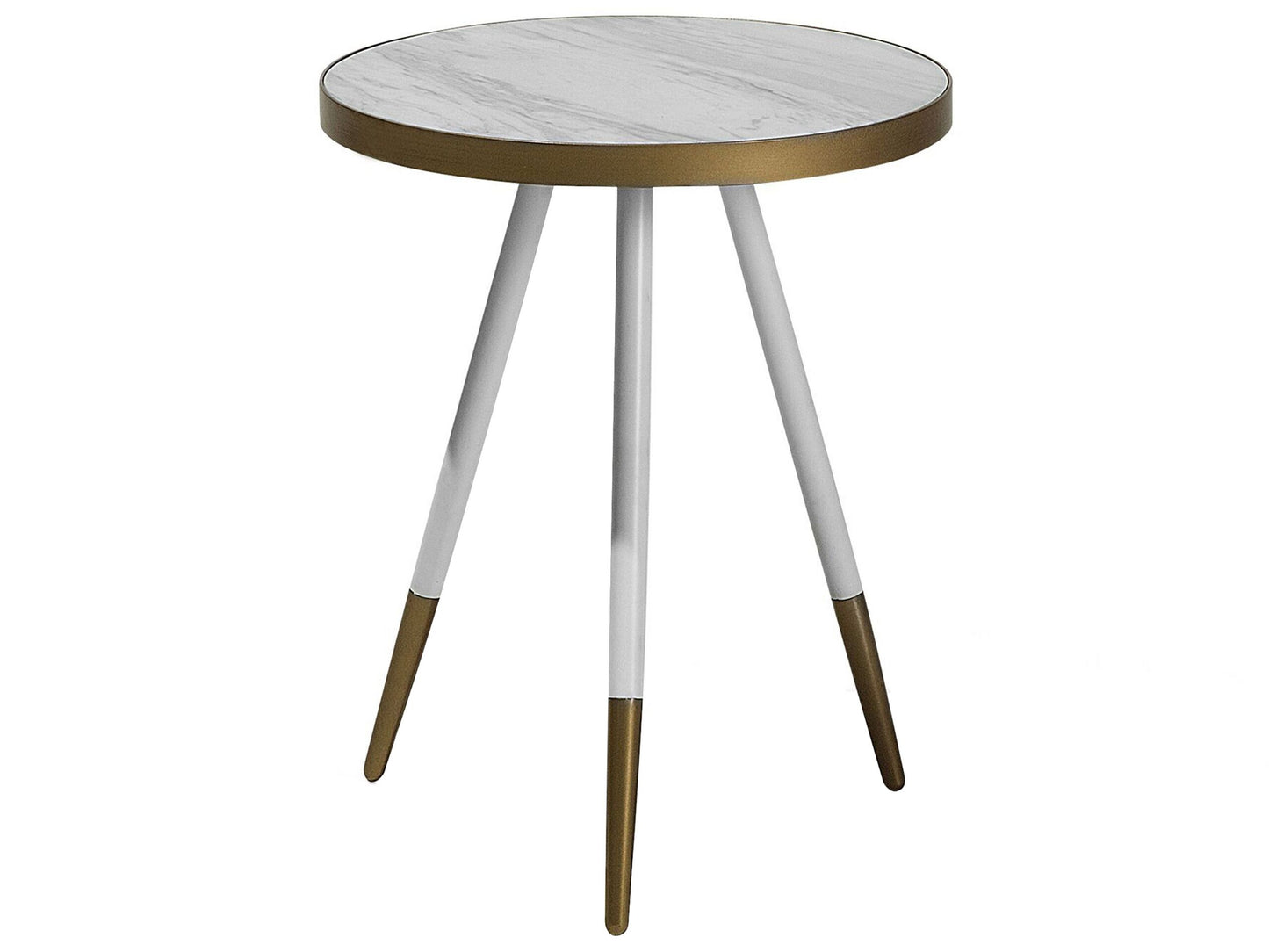 Coffee Table White Marble Effect 44cm Gold Tripod