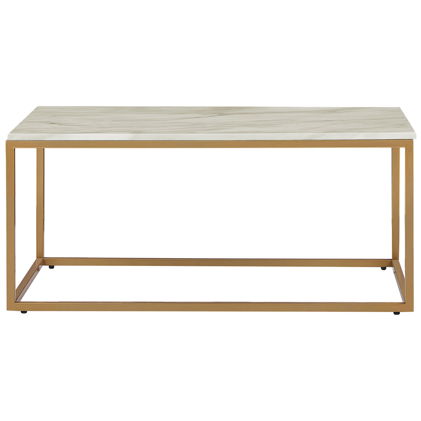 Coffee Table Beige Marble Effect Gold Legs 100 x 60cm