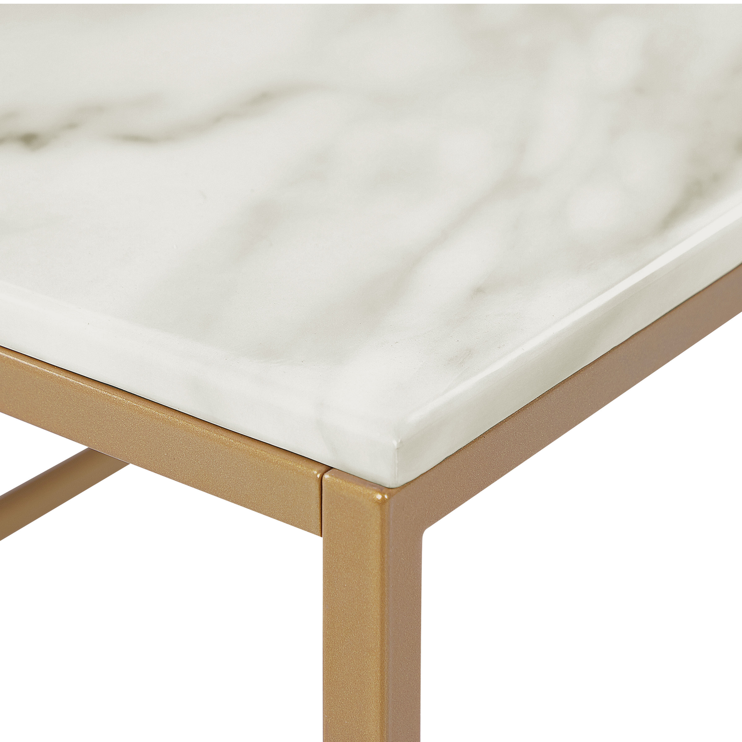 Coffee Table Beige Marble Effect Gold Legs 100 x 60cm