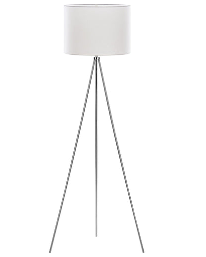 Floor Lamp Silver Tripod 148cm With White Drum Shade