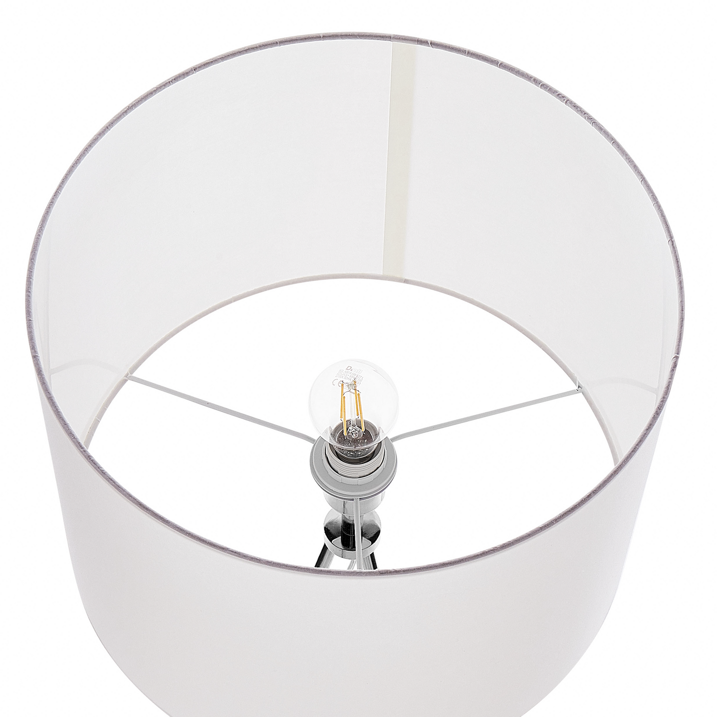Floor Lamp Silver Tripod 148cm With White Drum Shade