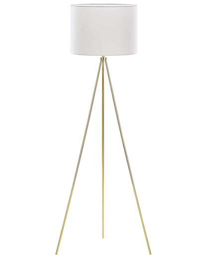 Home Gold Tripod Floor Lamp 148cm With White Drum Shade