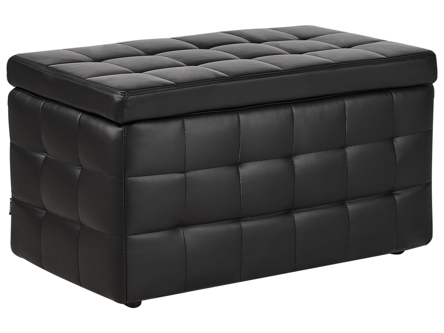 Black Faux Leather Tufted Ottoman Bench With Storage