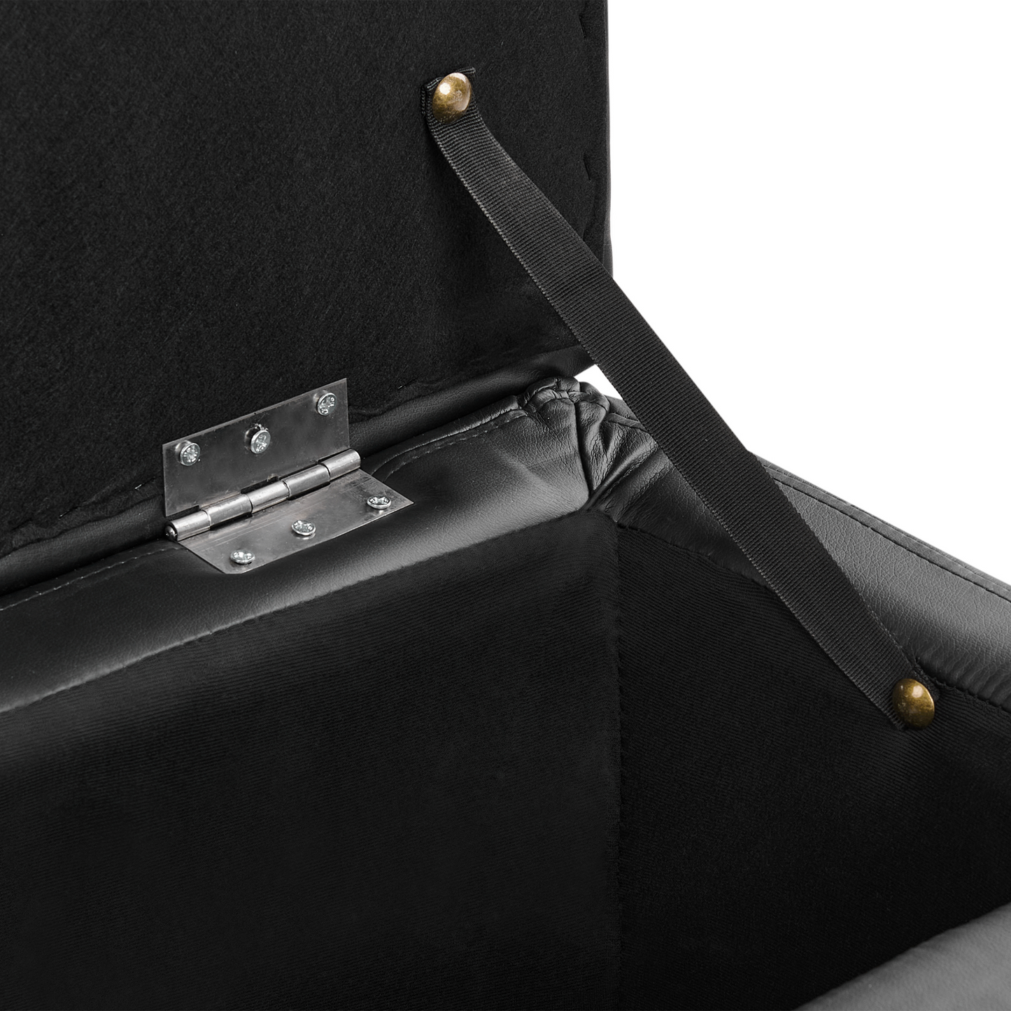 Black Faux Leather Tufted Ottoman Bench With Storage