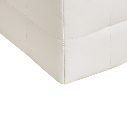 Ottoman White Faux Leather Tufted Storage Bench