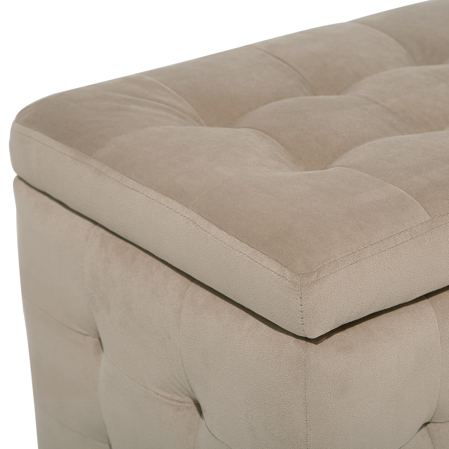 Light Brown Velvet Tufted Bedroom Storage Ottoman Bench