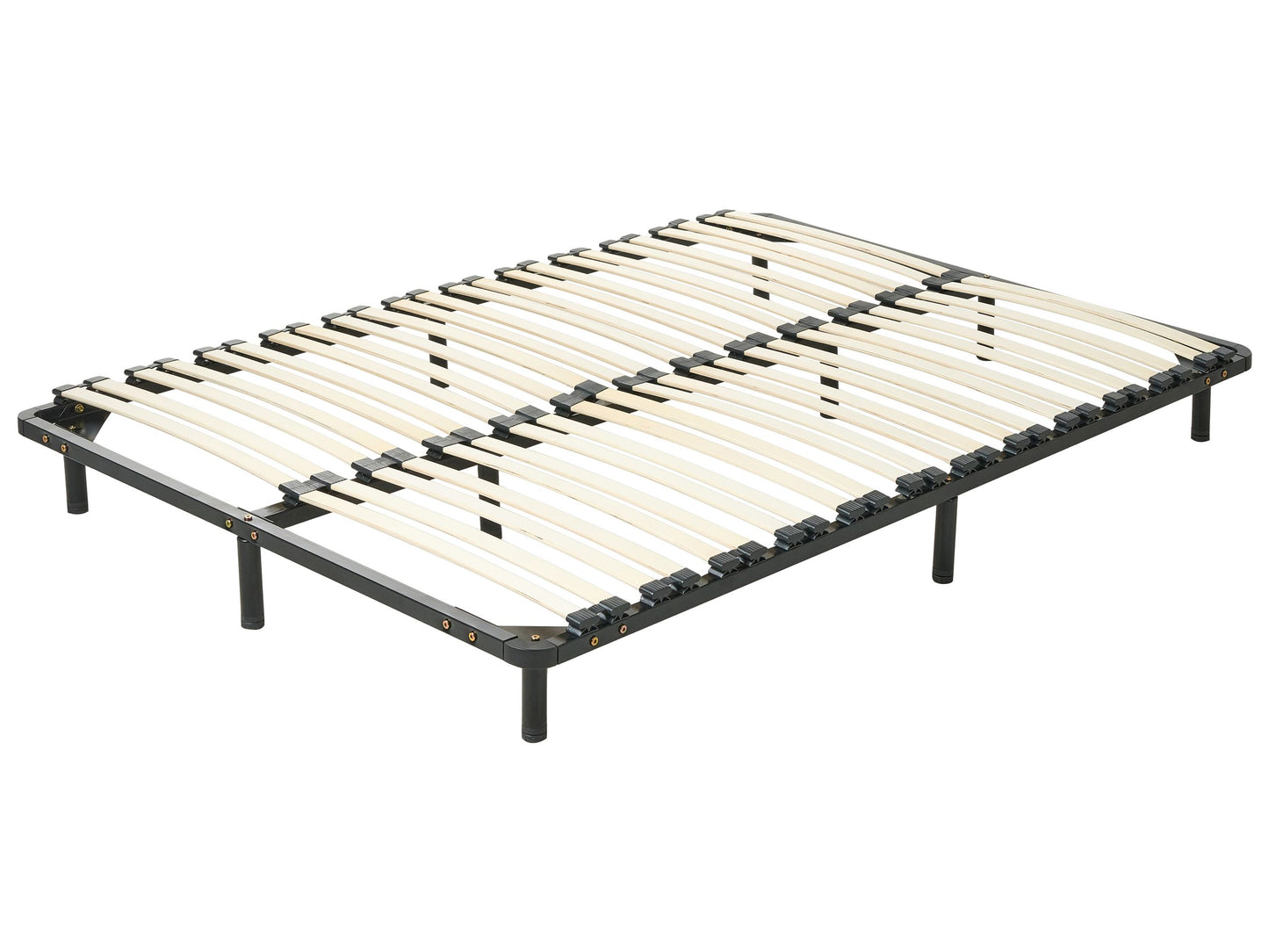 Freestanding Bed Base EU Super King 6ft Black Steel Frame With Legs Wooden Slats