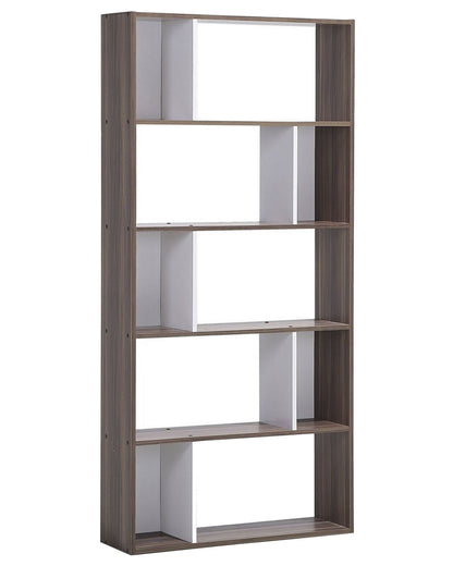 Bookcase 174 x 83cm Dark Brown And White With 10 Shelves