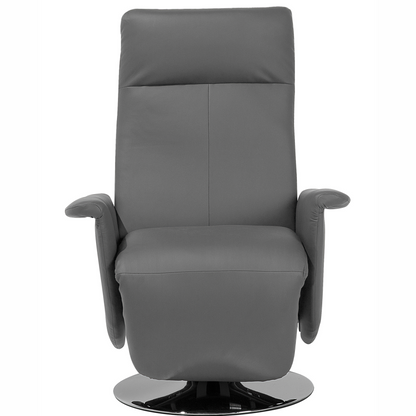 Reclining Armchair Black Faux Leather Pullout Footstool