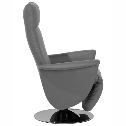 Reclining Armchair Black Faux Leather Pullout Footstool