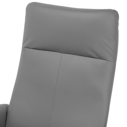 Reclining Armchair Black Faux Leather Pullout Footstool