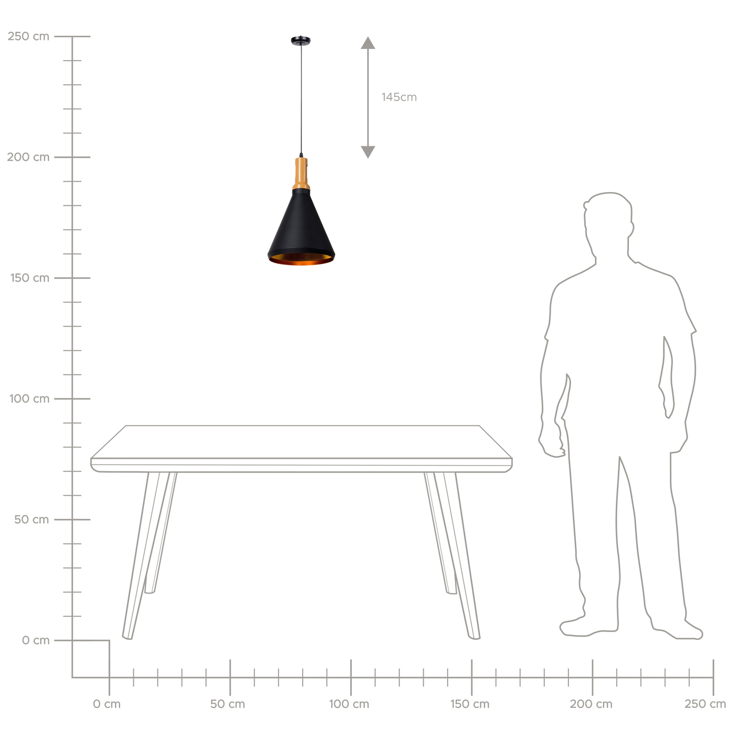 Nordic Glow Pendant Lamp Black With Gold Inner Aluminium Cone Shade