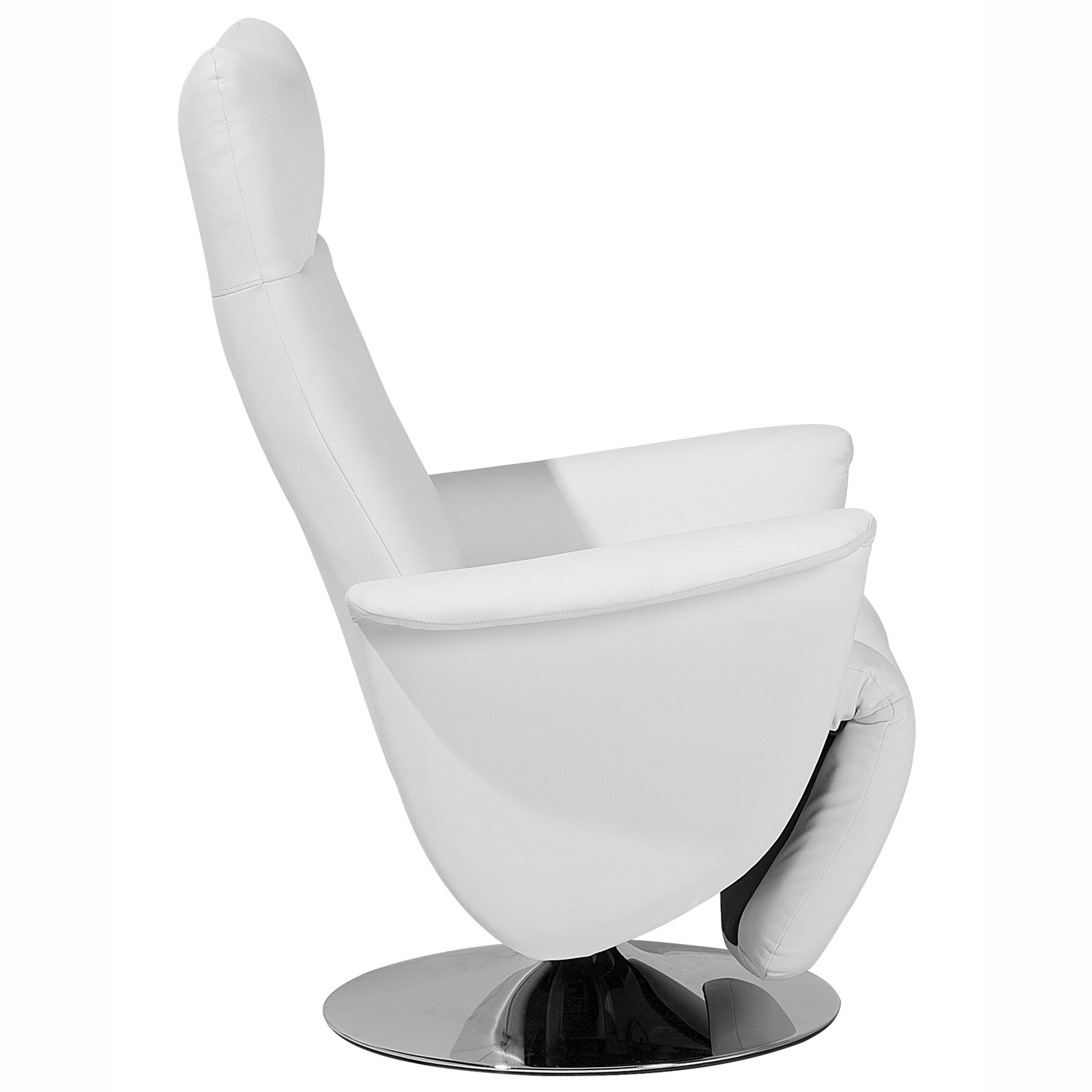 Reclining Armchair White Faux Leather With Pull-Out Ottoman