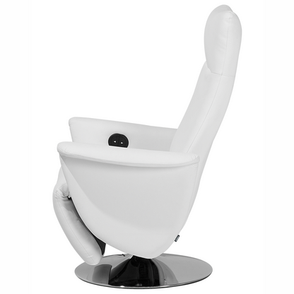 Reclining Armchair White Faux Leather With Pull-Out Ottoman
