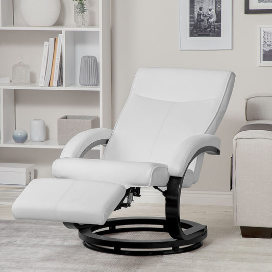 Reclining Armchair White Faux Leather With Adjustable Back