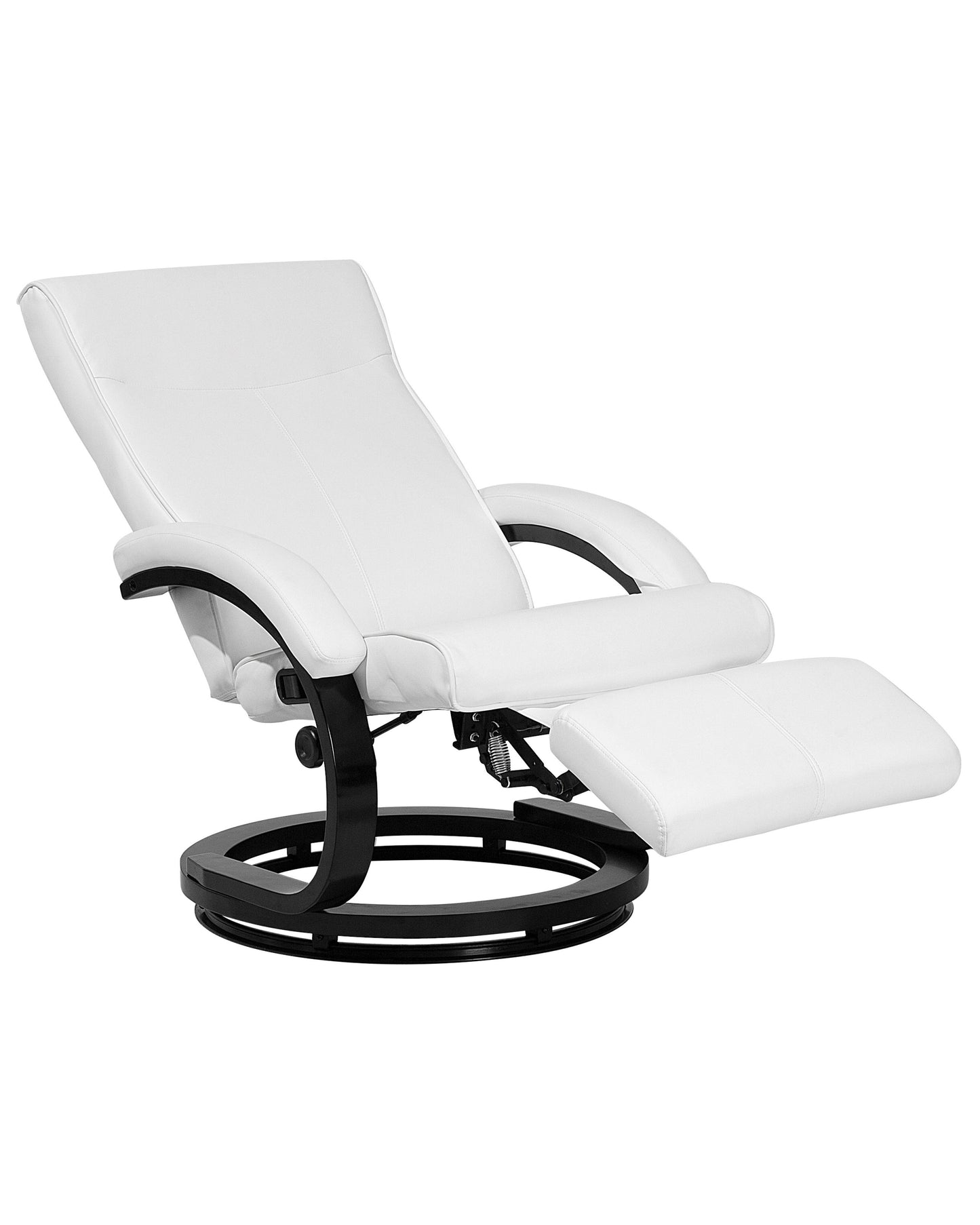 Reclining Armchair White Faux Leather With Adjustable Back