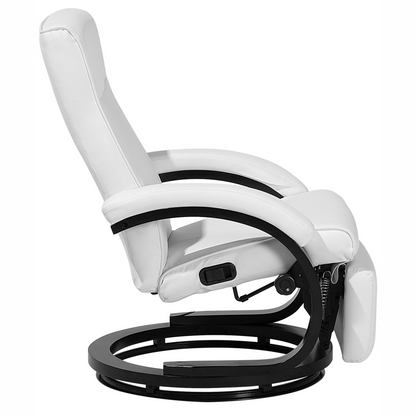 Reclining Armchair White Faux Leather With Adjustable Back