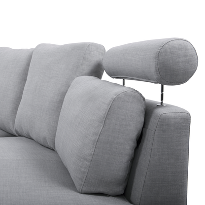 Curved Modular 7-Seater Sofa With Adjustable Headrests Grey