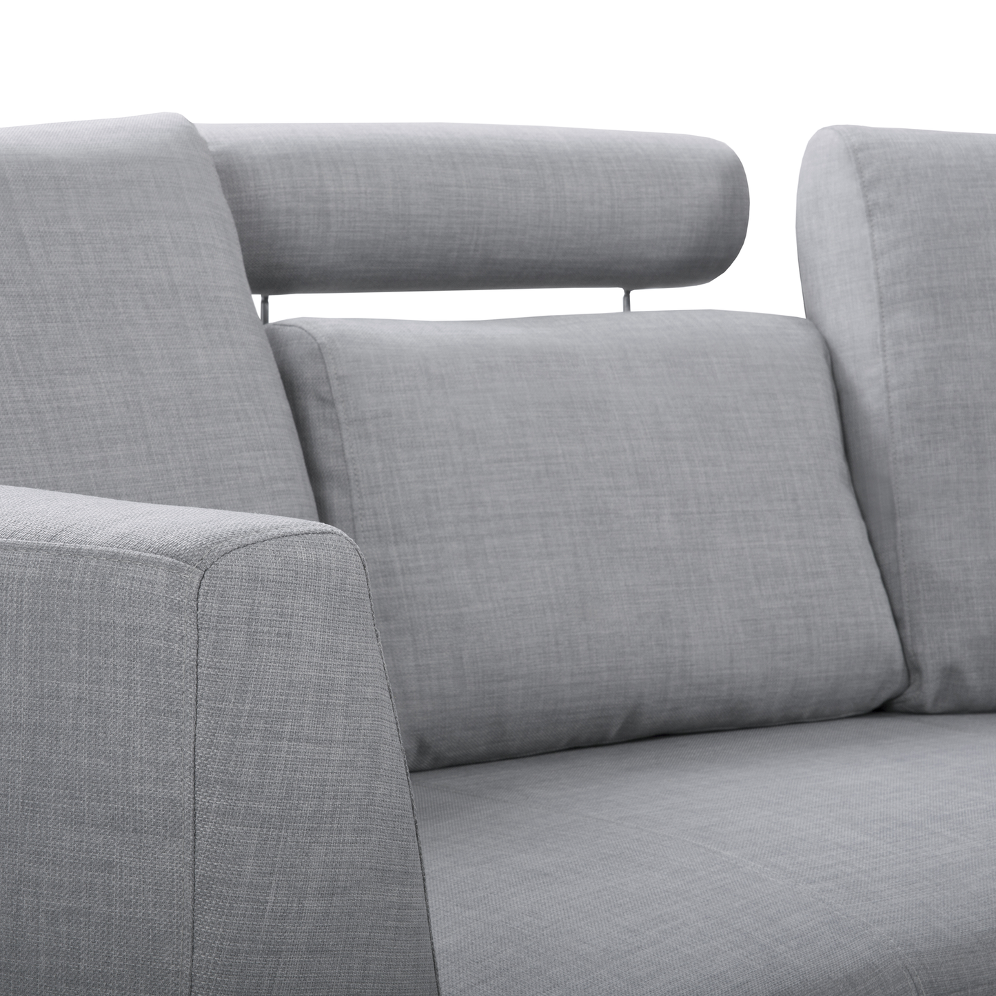 Curved Modular 7-Seater Sofa With Adjustable Headrests Grey