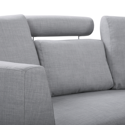 Curved Modular 7-Seater Sofa With Adjustable Headrests Grey
