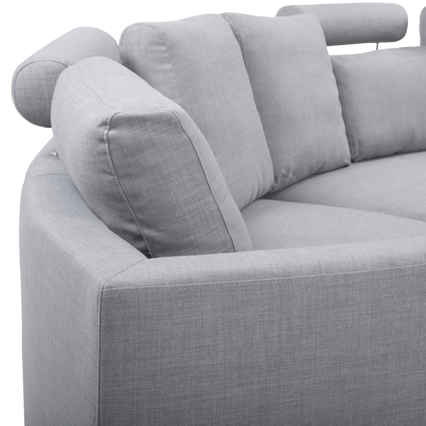 Curved Modular 7-Seater Sofa With Adjustable Headrests Grey