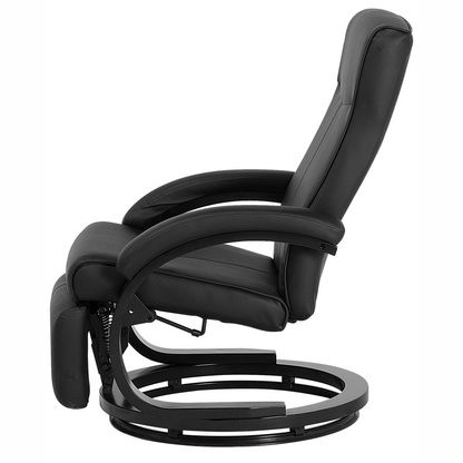 Reclining Armchair Black Faux Leather With Adjustable Back