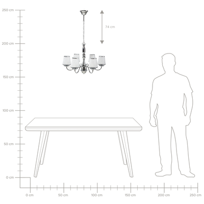 Emperor Lighting Six-Light Pendant Chandelier Glossy Silver Shades