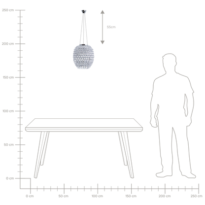 Glamora Crystal Pendant Ceiling Lamp Silver 110cm