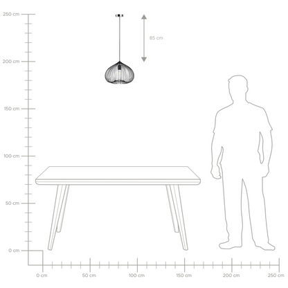 Industrial Black One Light Pendant With Wire Cage Shade