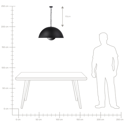 Lighting Ceiling Lamp 158cm Black Metal Pendant Industrial