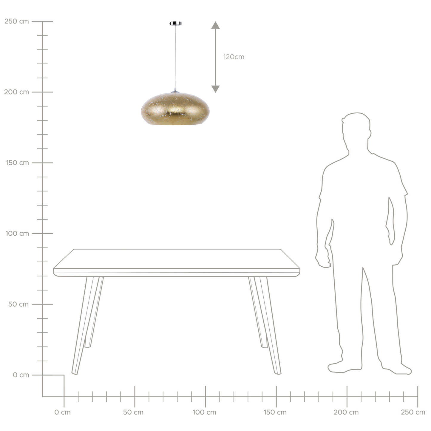 Pendant Lamp Gold Metal Vintage Ceiling Light With Cracked Gold Foil Finish