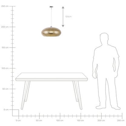 Pendant Lamp Gold Metal Vintage Ceiling Light With Cracked Gold Foil Finish