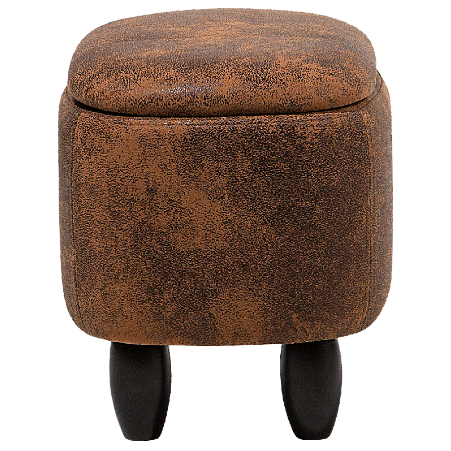 Animal Hippo Kids Stool With Storage Brown Faux Leather Wooden Legs
