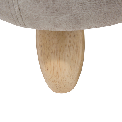 Rhino Stool With Storage Light Grey Faux Leather Wood Legs