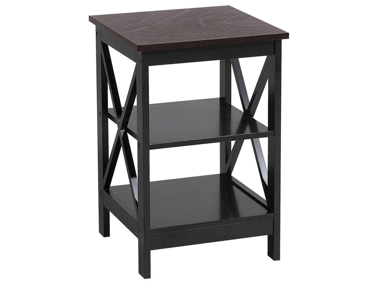 Side Table Black 40 x 40cm 2-Tier Storage Shelves Minimalist Scandinavian