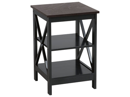 Side Table Black 40 x 40cm 2-Tier Storage Shelves Minimalist Scandinavian