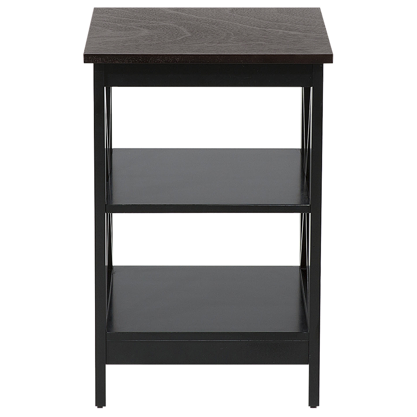 Side Table Black 40 x 40cm 2-Tier Storage Shelves Minimalist Scandinavian