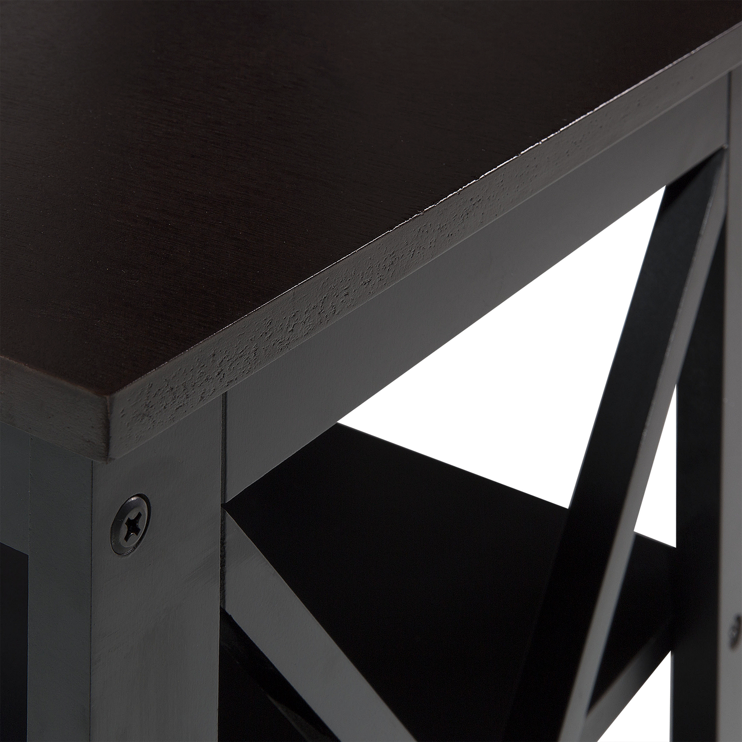 Side Table Black 40 x 40cm 2-Tier Storage Shelves Minimalist Scandinavian